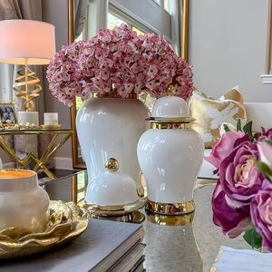 Ginger Jar White and Gold Vase